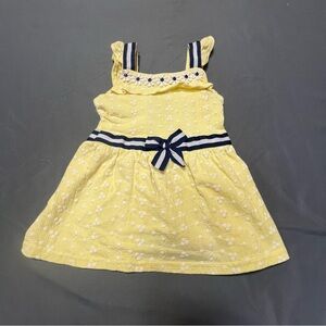 Little Lass Yellow Eyelet Tunic Top Girls Size 6 Bow Strap Daisy